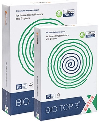 Een KOPIEERPAPIER BIO TOP 3 160GR A3 NATUREL FSC (PAK 250 VEL) koop je bij Buro De Peuter